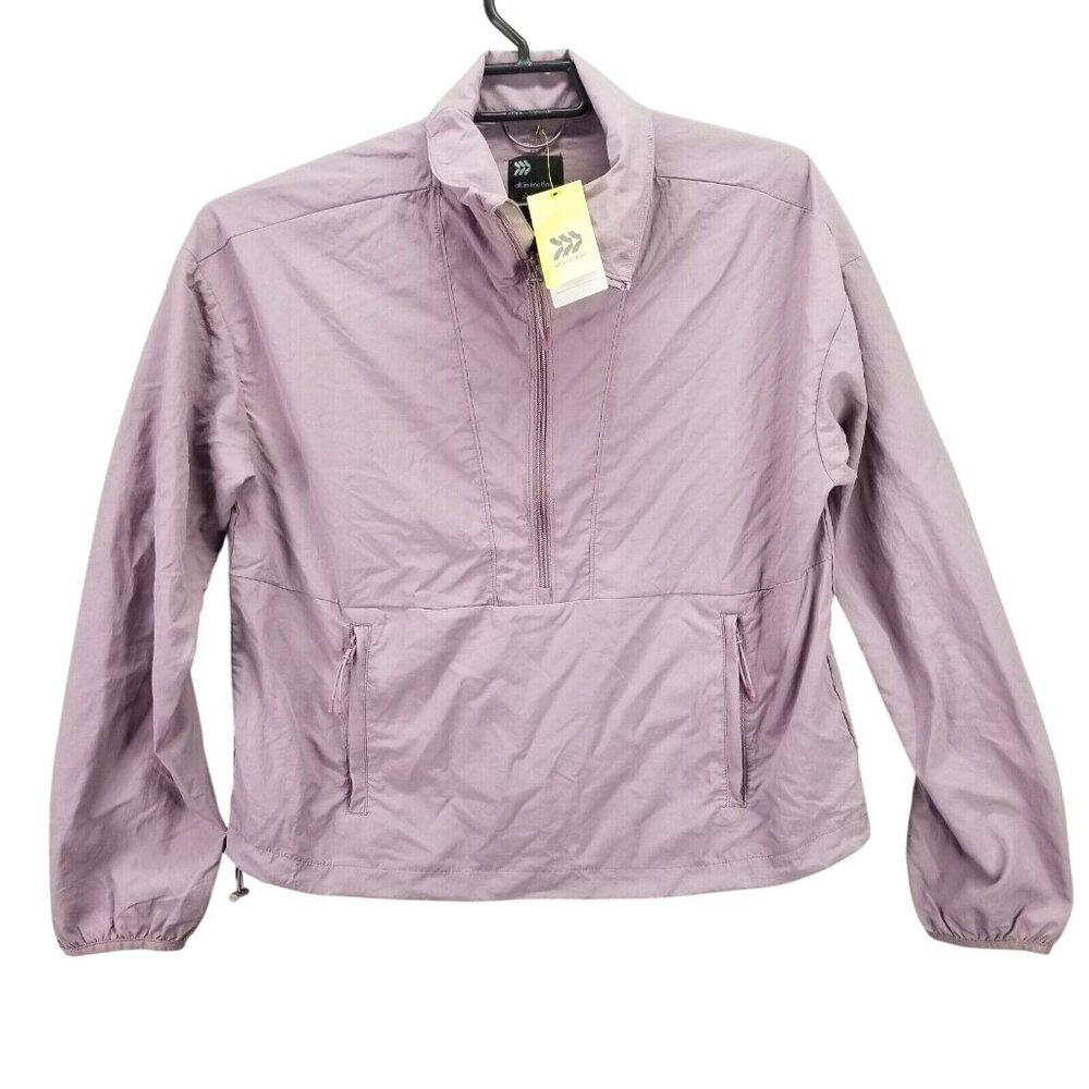 Womens All in Motion Purple Packable Windbreaker 1/2 Zip Jacket Long Sleeve L